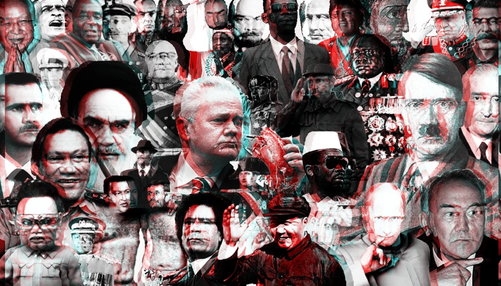 Koláž portrétů autoritářských vůdců 20. století