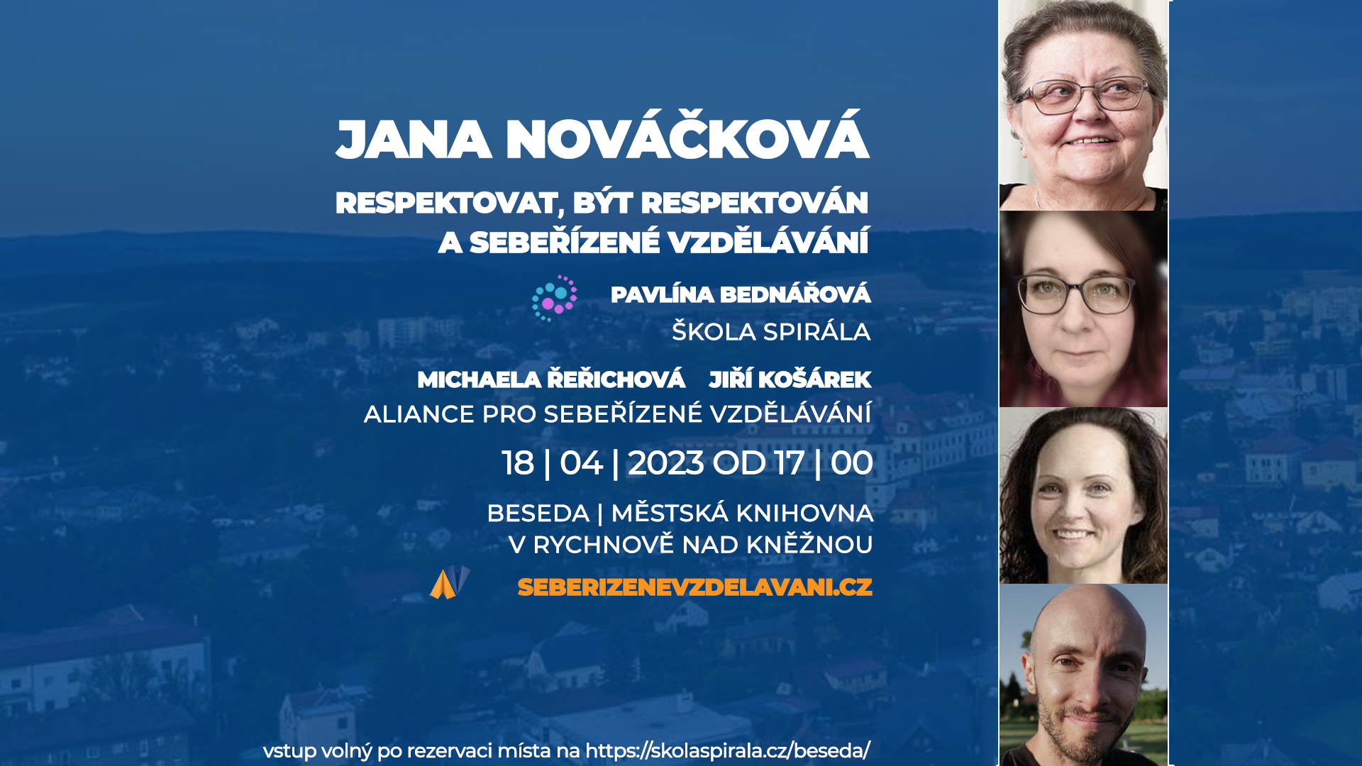 sebeřízené vzdělávání, Jana Nováčková, Michaela Řeřichová, Pavlína Bednářová, Jiří Košárek, beseda 2023 rychnov